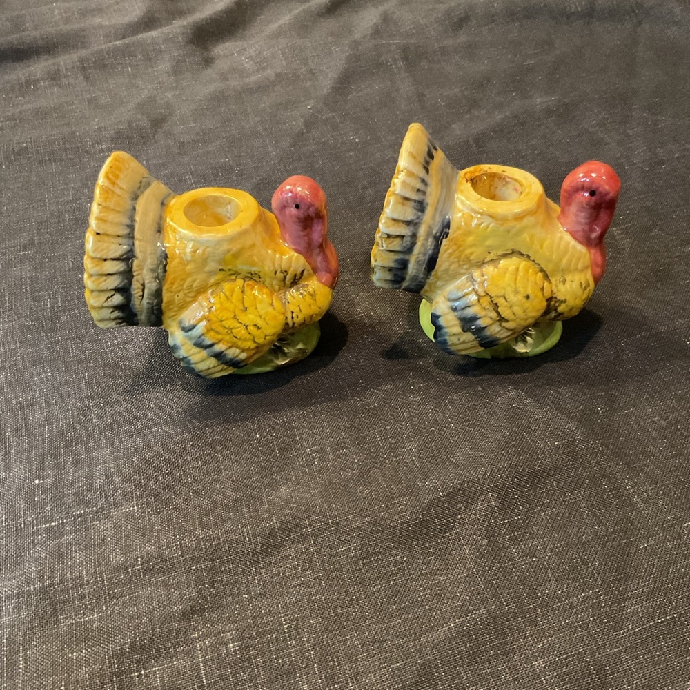 A Set of Vintage Turkey Candle Holders Korea